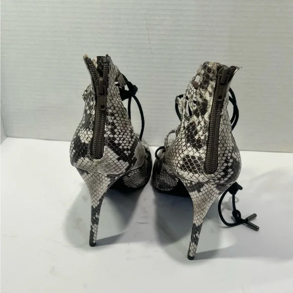 Material Girl Black and White Snakeskin Heels - Picture 4 of 7